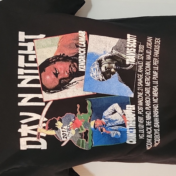 2017 Day N Night Festival Kendrick Lamar, Chance The Rapper, Travis Scott Tee. - Picture 8 of 10